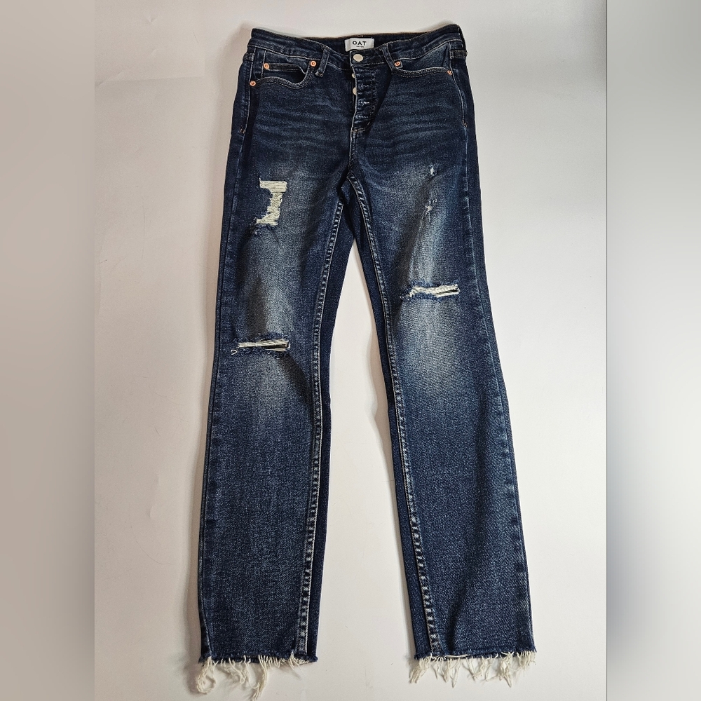 OAT New York High Rise Skinny Ankle/Raw Hem Jeans Women Size 6/28"